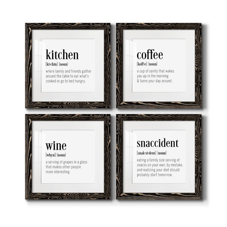 Trinx Kitchen Definition Framed On Canvas 4 Pieces Wayfair